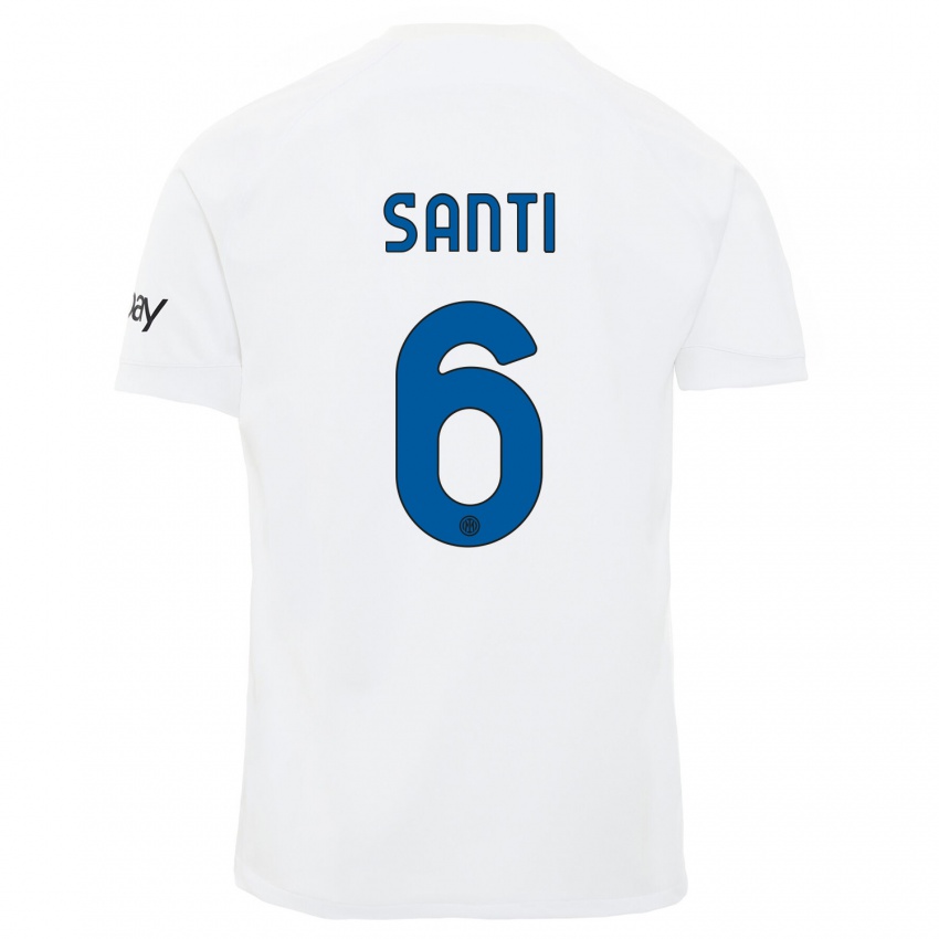 Uomo Maglia Irene Santi #6 Bianco Kit Gara Away 2023/24 Maglietta