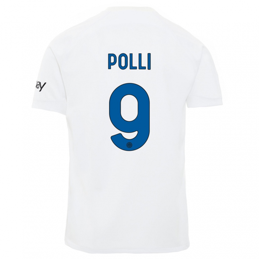 Uomo Maglia Elisa Polli #9 Bianco Kit Gara Away 2023/24 Maglietta