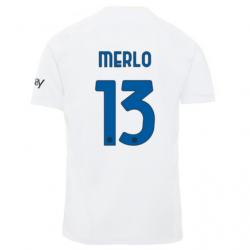 Uomo Maglia Beatrice Merlo #13 Bianco Kit Gara Away 2023/24 Maglietta