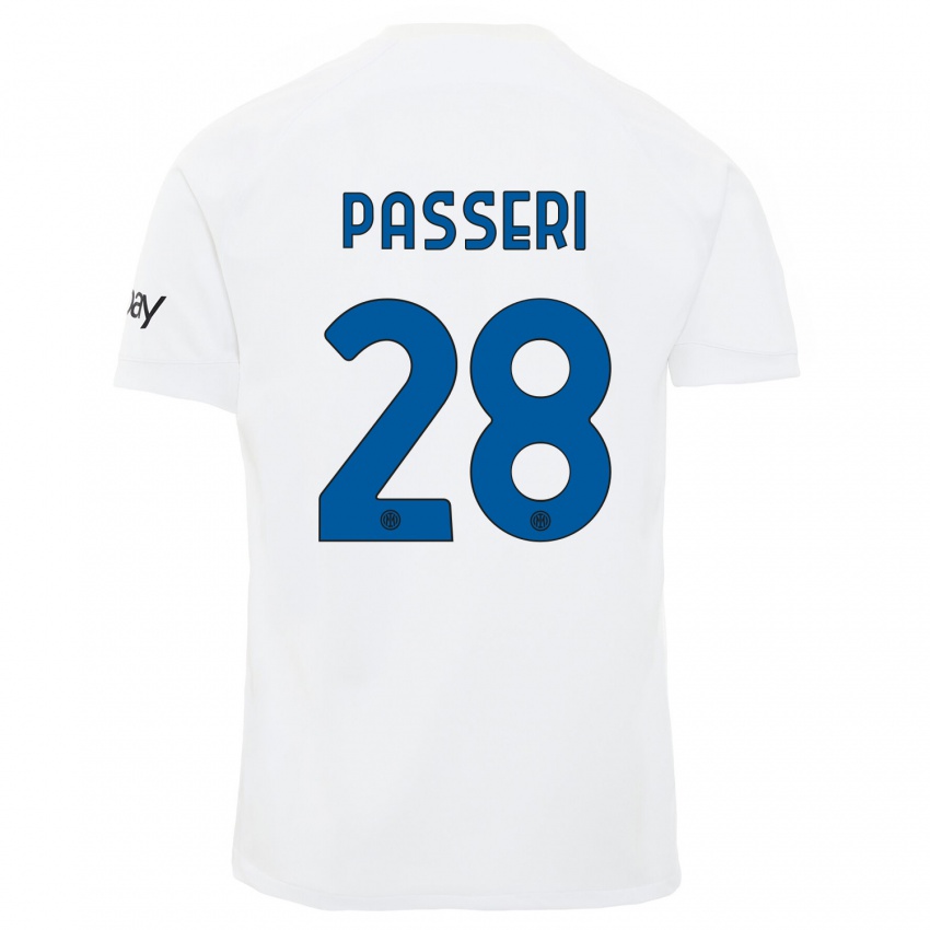 Uomo Maglia Angela Passeri #28 Bianco Kit Gara Away 2023/24 Maglietta