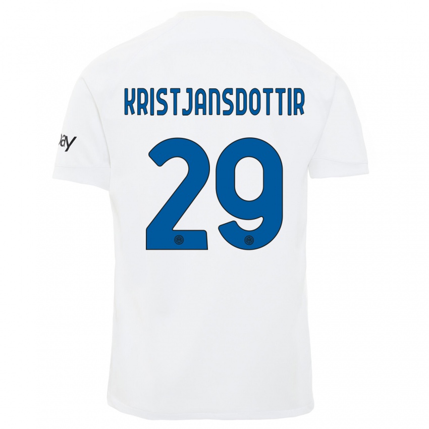Uomo Maglia Anna Bjork Kristjansdottir #29 Bianco Kit Gara Away 2023/24 Maglietta