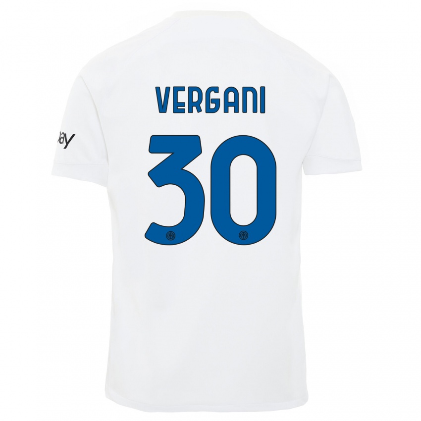 Uomo Maglia Bianca Vergani #30 Bianco Kit Gara Away 2023/24 Maglietta