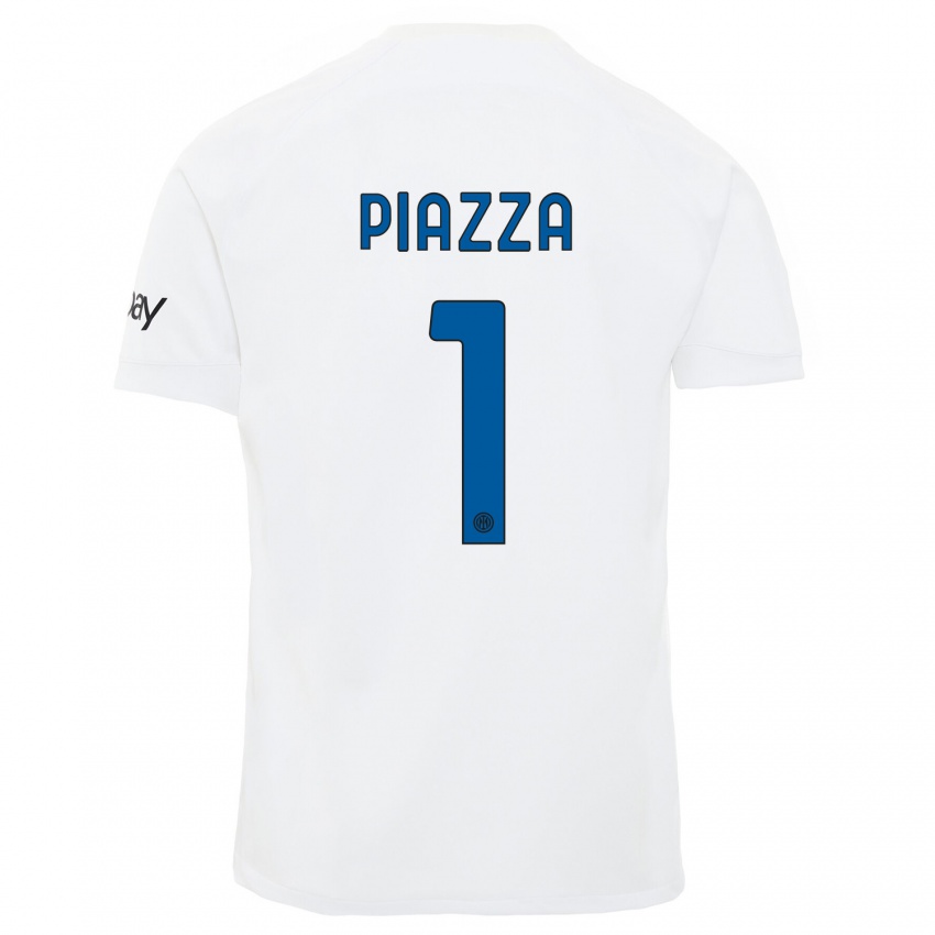 Uomo Maglia Alessia Piazza #1 Bianco Kit Gara Away 2023/24 Maglietta