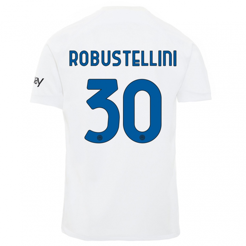 Uomo Maglia Chiara Robustellini #30 Bianco Kit Gara Away 2023/24 Maglietta