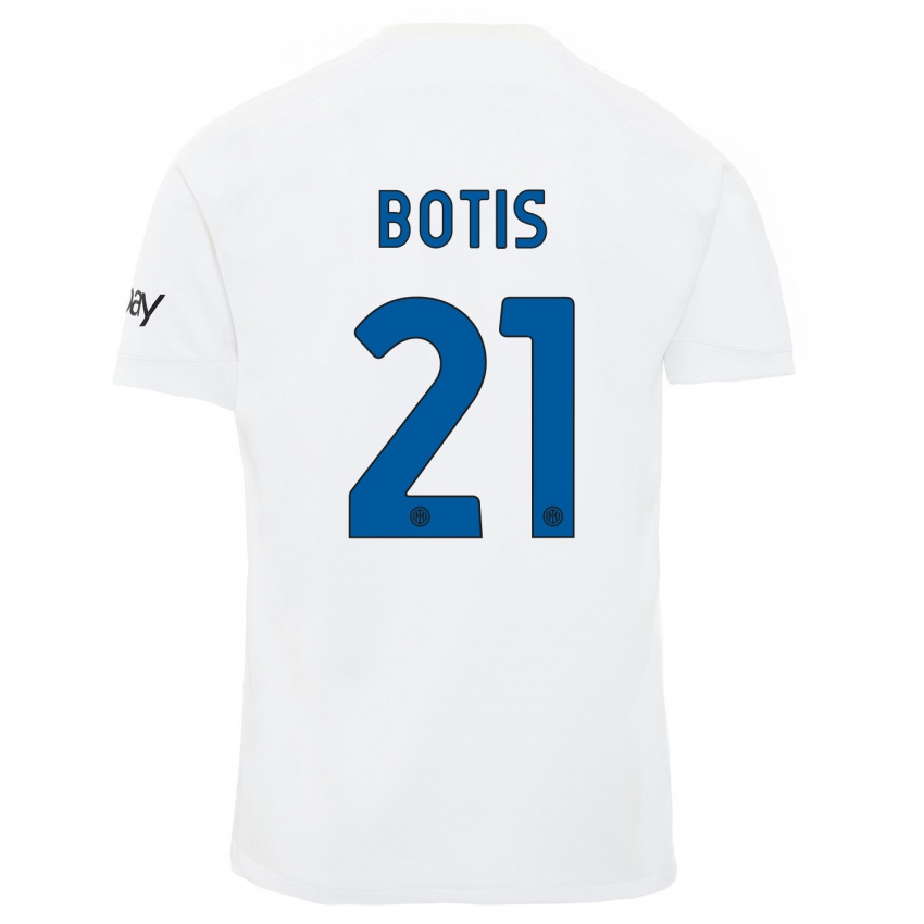 Uomo Maglia Nikolaos Botis #21 Bianco Kit Gara Away 2023/24 Maglietta