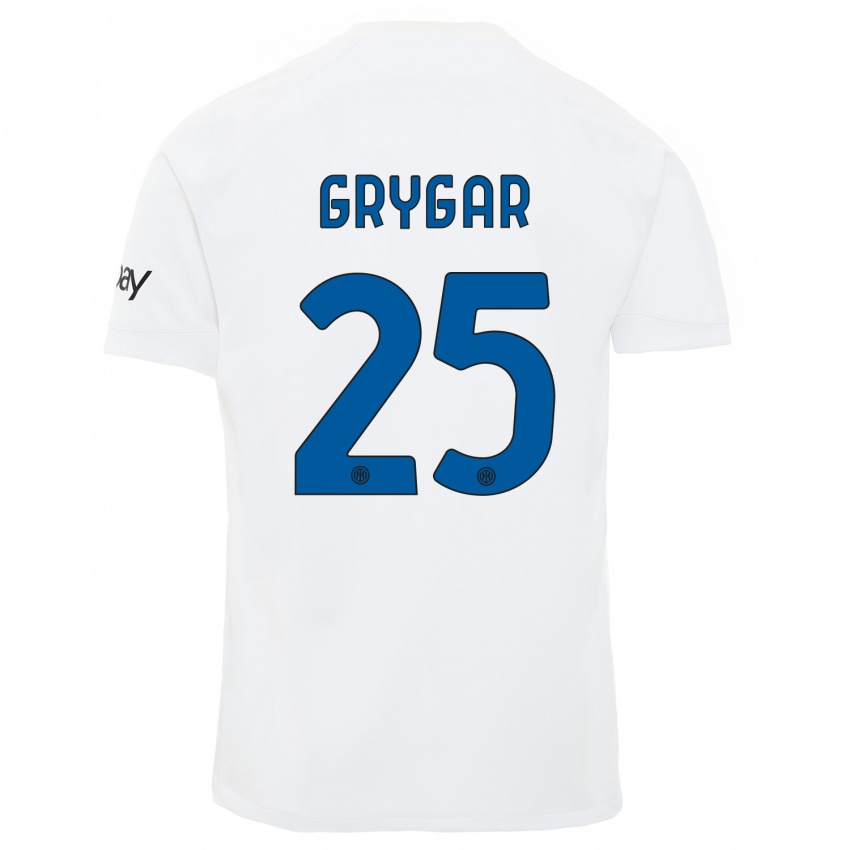 Uomo Maglia Samuel Grygar #25 Bianco Kit Gara Away 2023/24 Maglietta