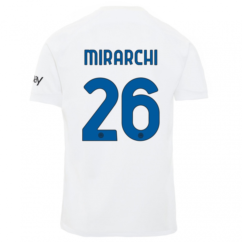 Uomo Maglia Mattia Mirarchi #26 Bianco Kit Gara Away 2023/24 Maglietta