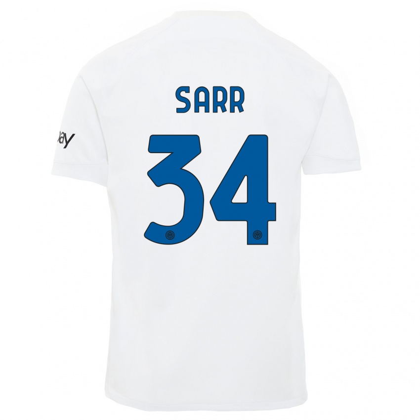 Uomo Maglia Amadou Sarr #34 Bianco Kit Gara Away 2023/24 Maglietta