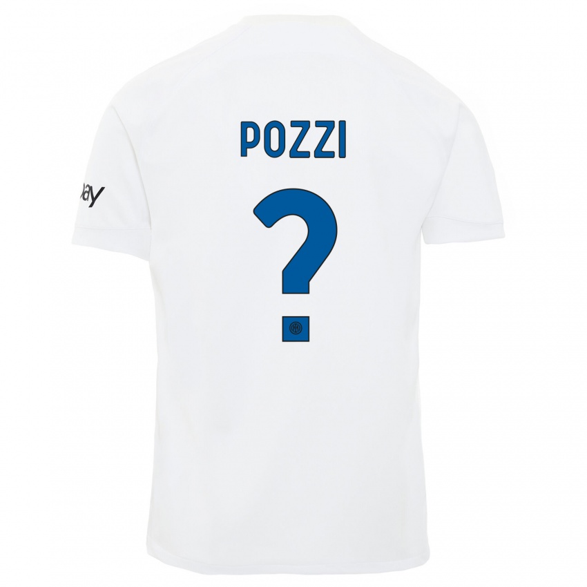 Uomo Maglia Andrea Pozzi #0 Bianco Kit Gara Away 2023/24 Maglietta