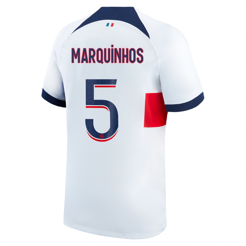 Uomo Maglia Marquinhos #5 Bianco Kit Gara Away 2023/24 Maglietta
