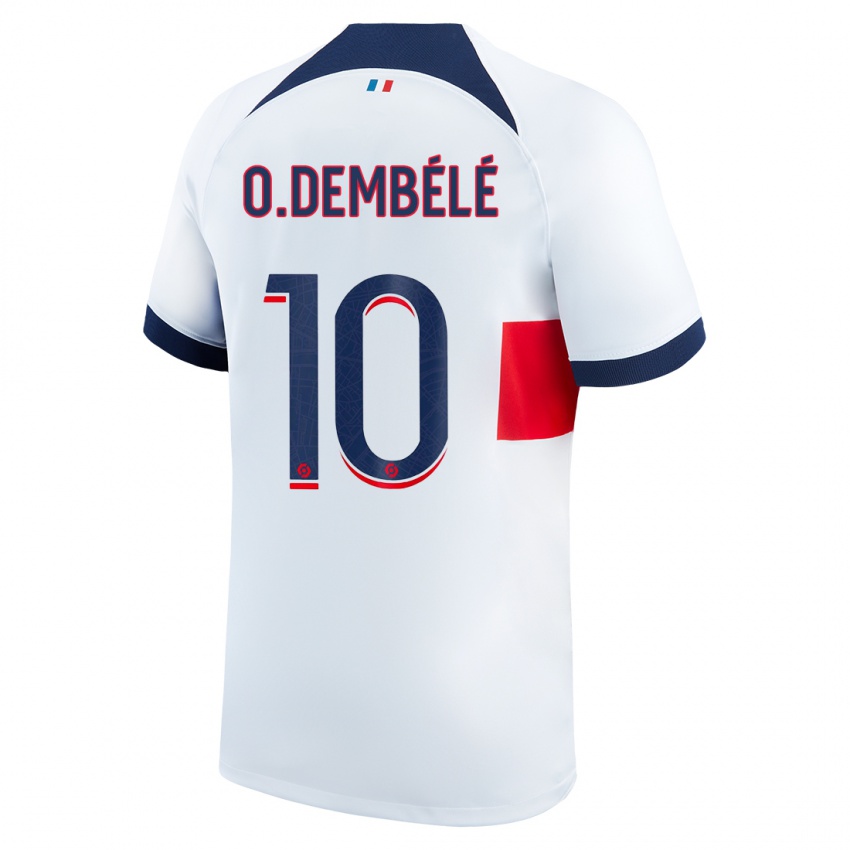 Uomo Maglia Ousmane Dembele #10 Bianco Kit Gara Away 2023/24 Maglietta