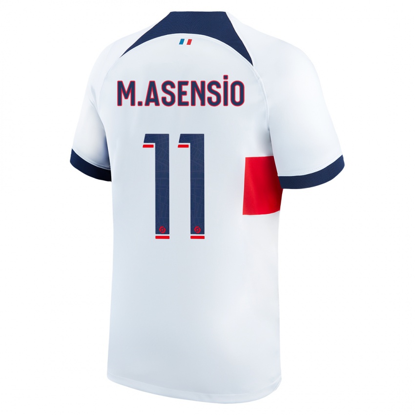Uomo Maglia Marco Asensio #11 Bianco Kit Gara Away 2023/24 Maglietta