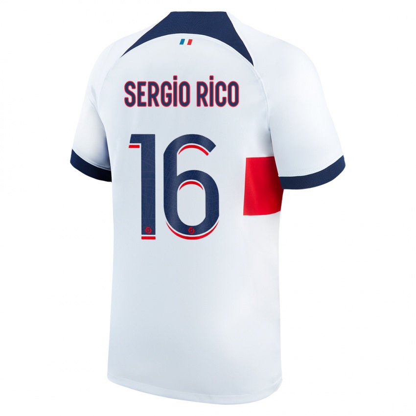 Uomo Maglia Sergio Rico #16 Bianco Kit Gara Away 2023/24 Maglietta
