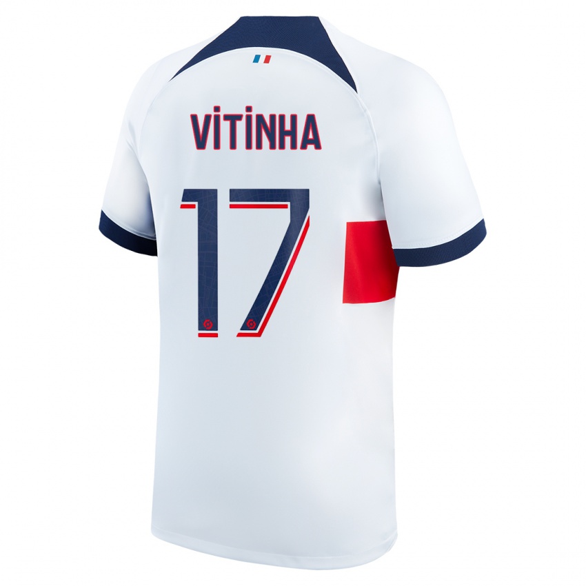 Uomo Maglia Vitinha #17 Bianco Kit Gara Away 2023/24 Maglietta