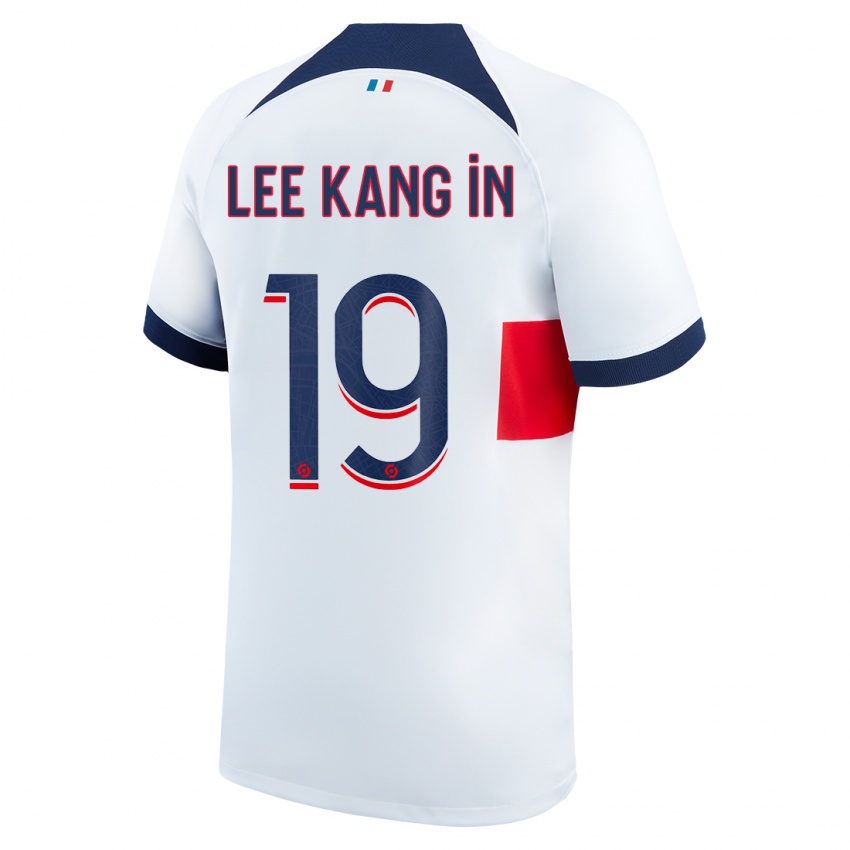 Uomo Maglia Kang-In Lee #19 Bianco Kit Gara Away 2023/24 Maglietta