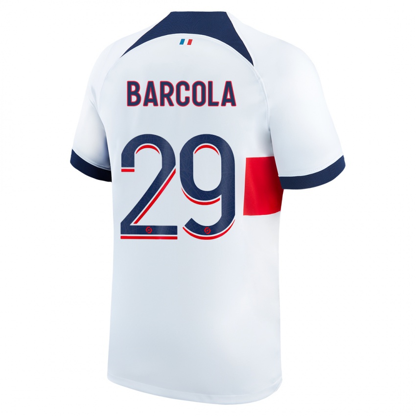 Uomo Maglia Bradley Barcola #29 Bianco Kit Gara Away 2023/24 Maglietta