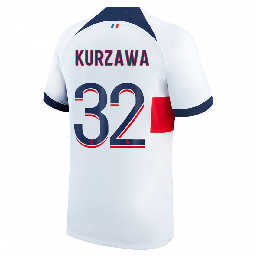 Uomo Maglia Layvin Kurzawa #32 Bianco Kit Gara Away 2023/24 Maglietta