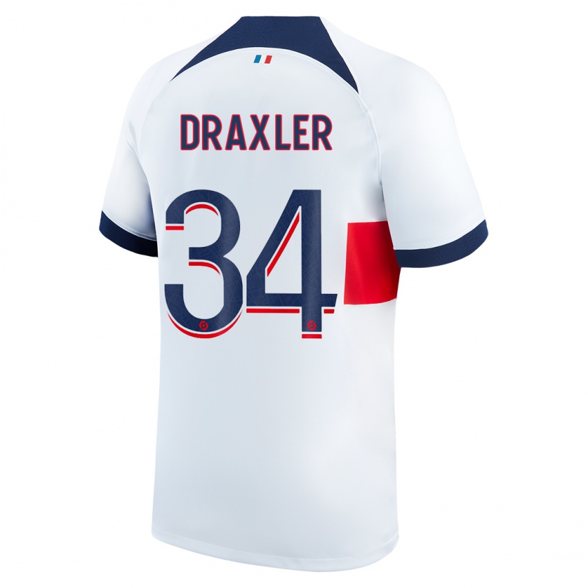 Uomo Maglia Julian Draxler #34 Bianco Kit Gara Away 2023/24 Maglietta