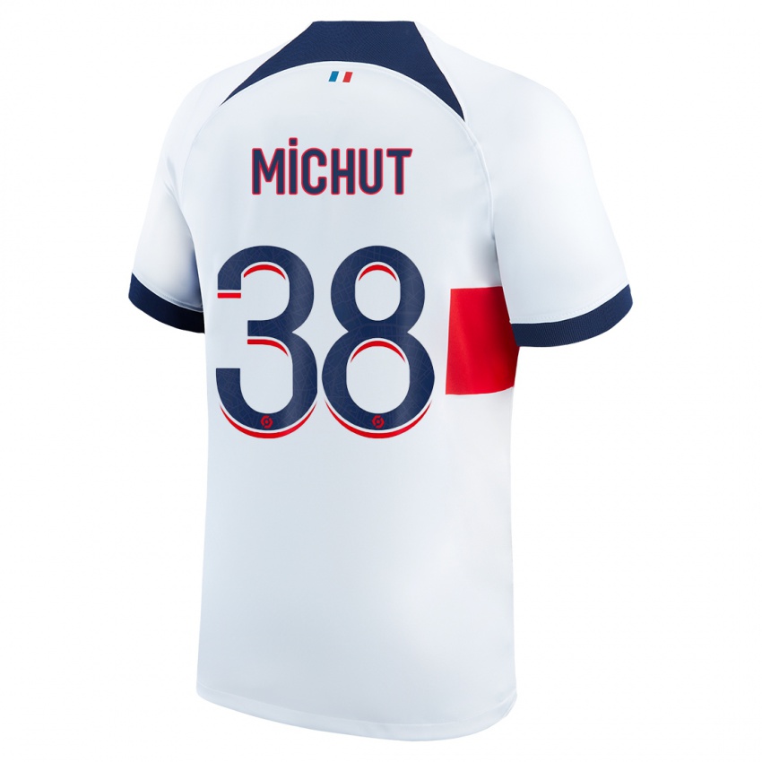 Uomo Maglia Edouard Michut #38 Bianco Kit Gara Away 2023/24 Maglietta
