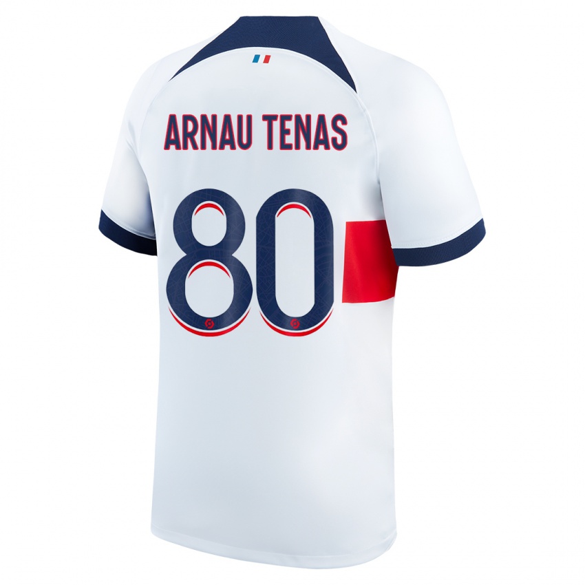 Uomo Maglia Arnau Tenas #80 Bianco Kit Gara Away 2023/24 Maglietta