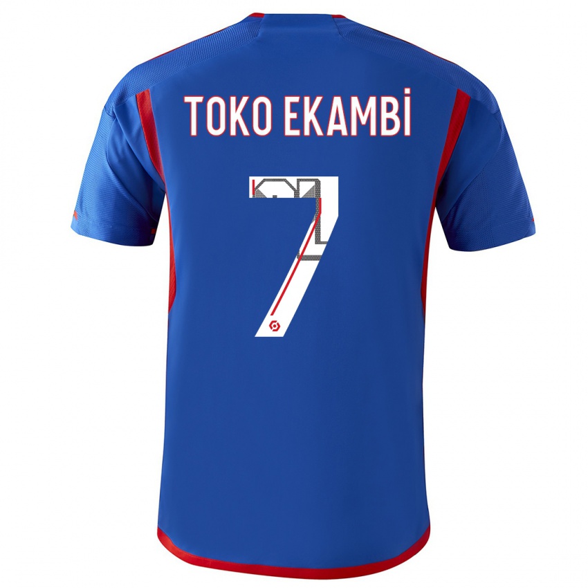 Uomo Maglia Karl Toko Ekambi #7 Blu Rosso Kit Gara Away 2023/24 Maglietta