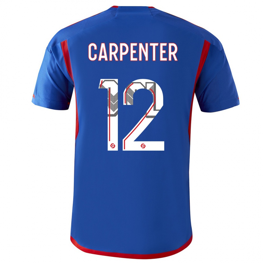 Uomo Maglia Ellie Carpenter #12 Blu Rosso Kit Gara Away 2023/24 Maglietta