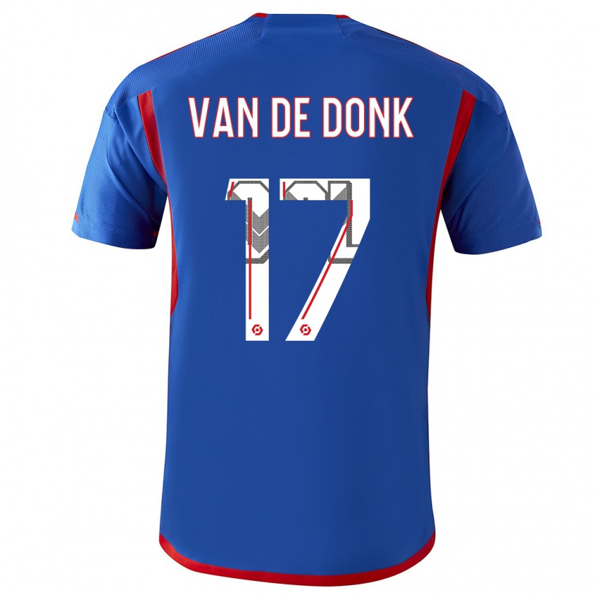 Uomo Maglia Danielle Van De Donk #17 Blu Rosso Kit Gara Away 2023/24 Maglietta