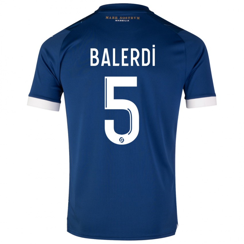 Uomo Maglia Leonardo Balerdi #5 Blu Scuro Kit Gara Away 2023/24 Maglietta