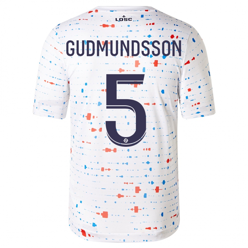 Uomo Maglia Gabriel Gudmundsson #5 Bianco Kit Gara Away 2023/24 Maglietta