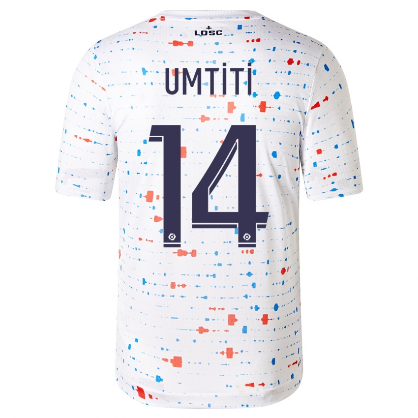 Uomo Maglia Samuel Umtiti #14 Bianco Kit Gara Away 2023/24 Maglietta