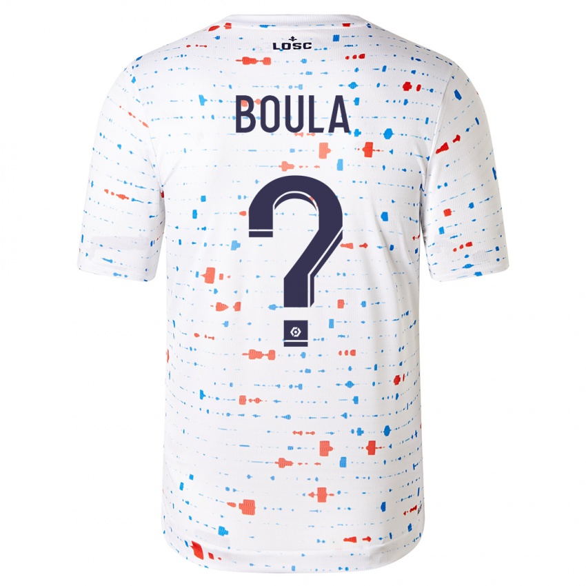 Uomo Maglia Exauce Mpembele Boula #0 Bianco Kit Gara Away 2023/24 Maglietta