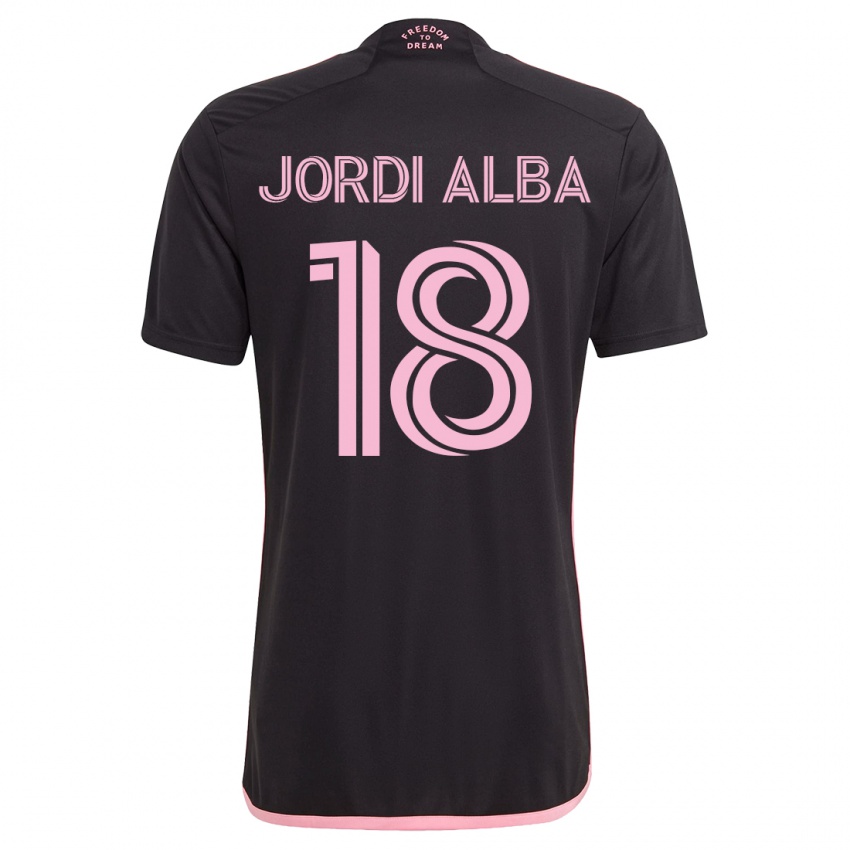 Uomo Maglia Jordi Alba #18 Nero Kit Gara Away 2023/24 Maglietta