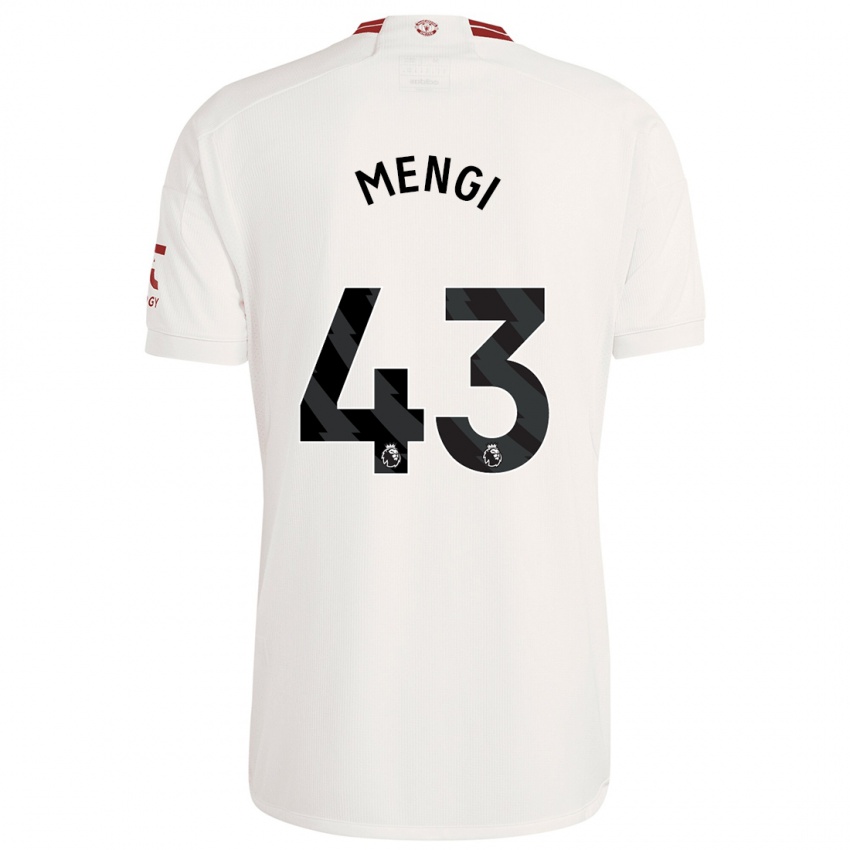 Uomo Maglia Teden Mengi #43 Bianco Kit Gara Third 2023/24 Maglietta