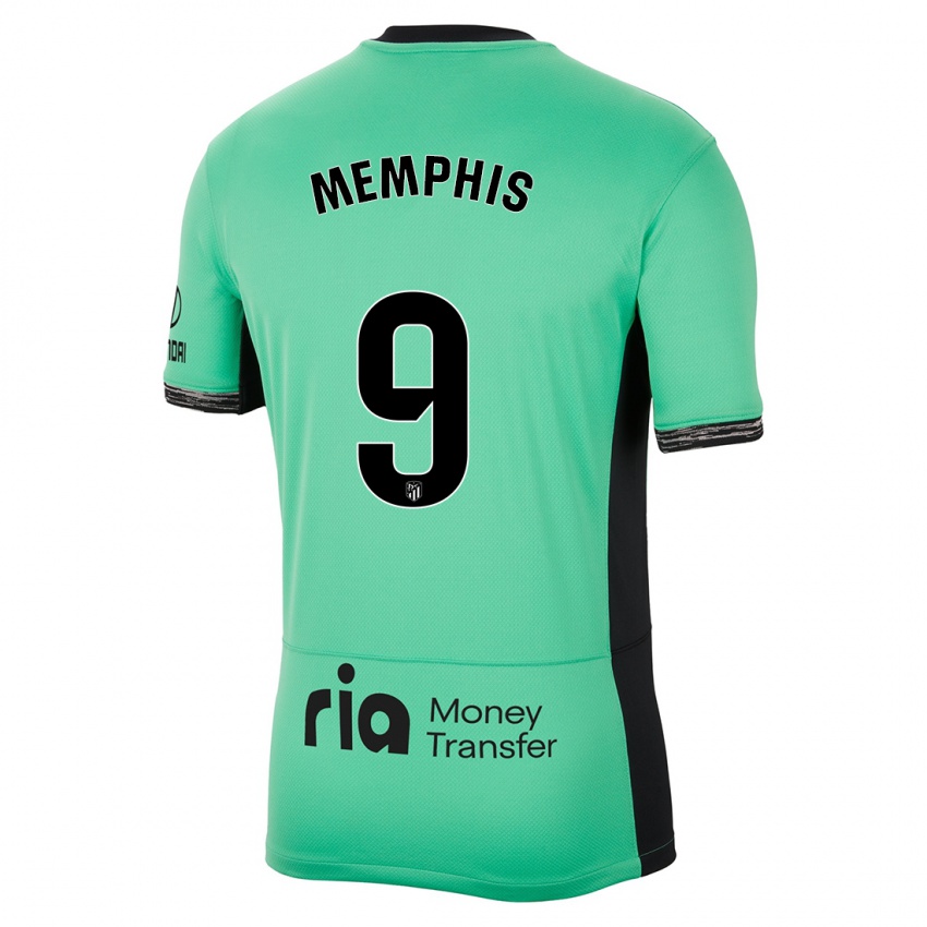 Uomo Maglia Memphis Depay #9 Verde Primavera Kit Gara Third 2023/24 Maglietta