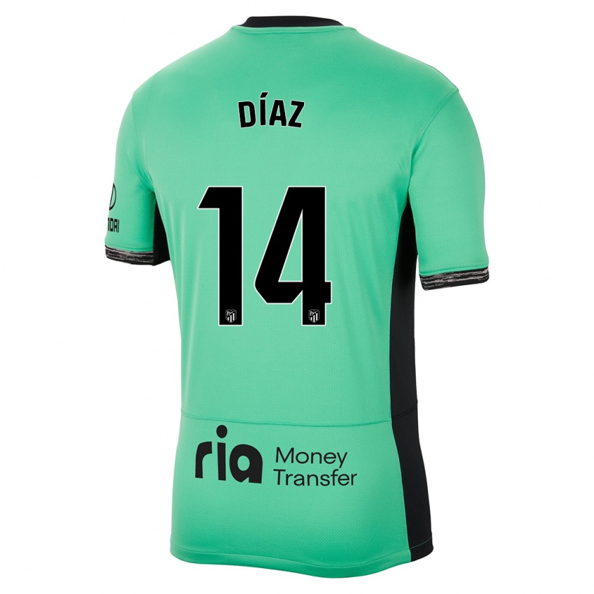 Uomo Maglia Javier Díaz #14 Verde Primavera Kit Gara Third 2023/24 Maglietta
