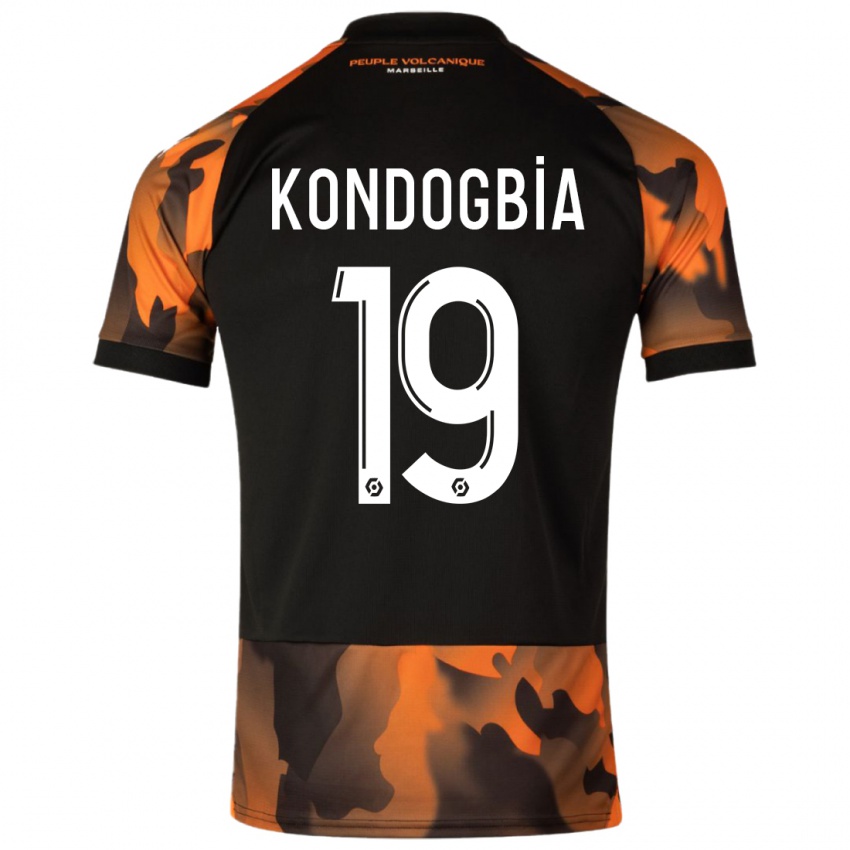 Uomo Maglia Geoffrey Kondogbia #19 Nero Arancione Kit Gara Third 2023/24 Maglietta