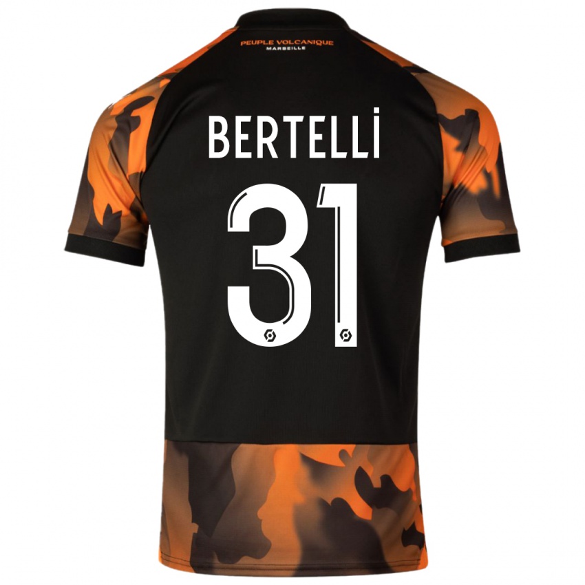 Uomo Maglia Ugo Bertelli #31 Nero Arancione Kit Gara Third 2023/24 Maglietta