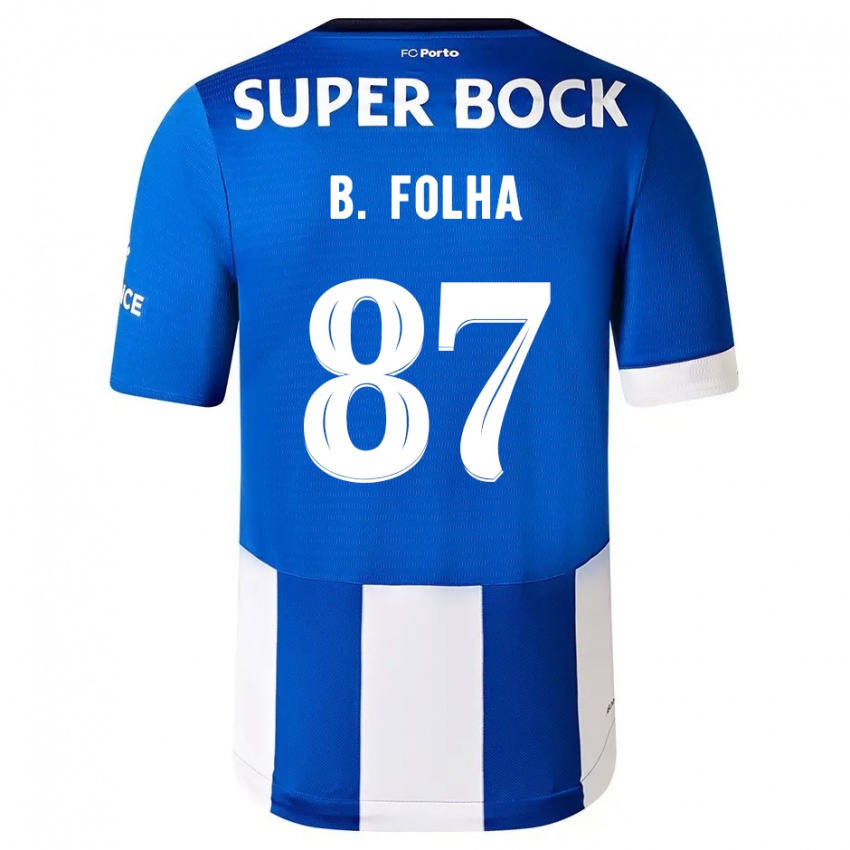 Donna Maglia Bernardo Folha #87 Blu Bianco Kit Gara Home 2023/24 Maglietta