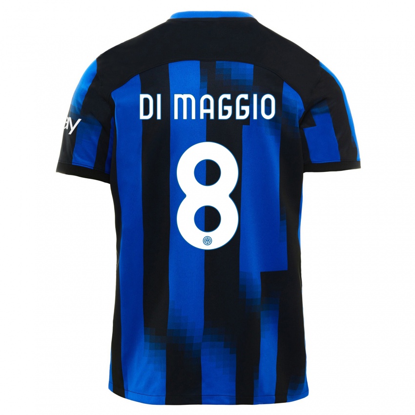 Donna Maglia Luca Di Maggio #8 Nero Blu Kit Gara Home 2023/24 Maglietta
