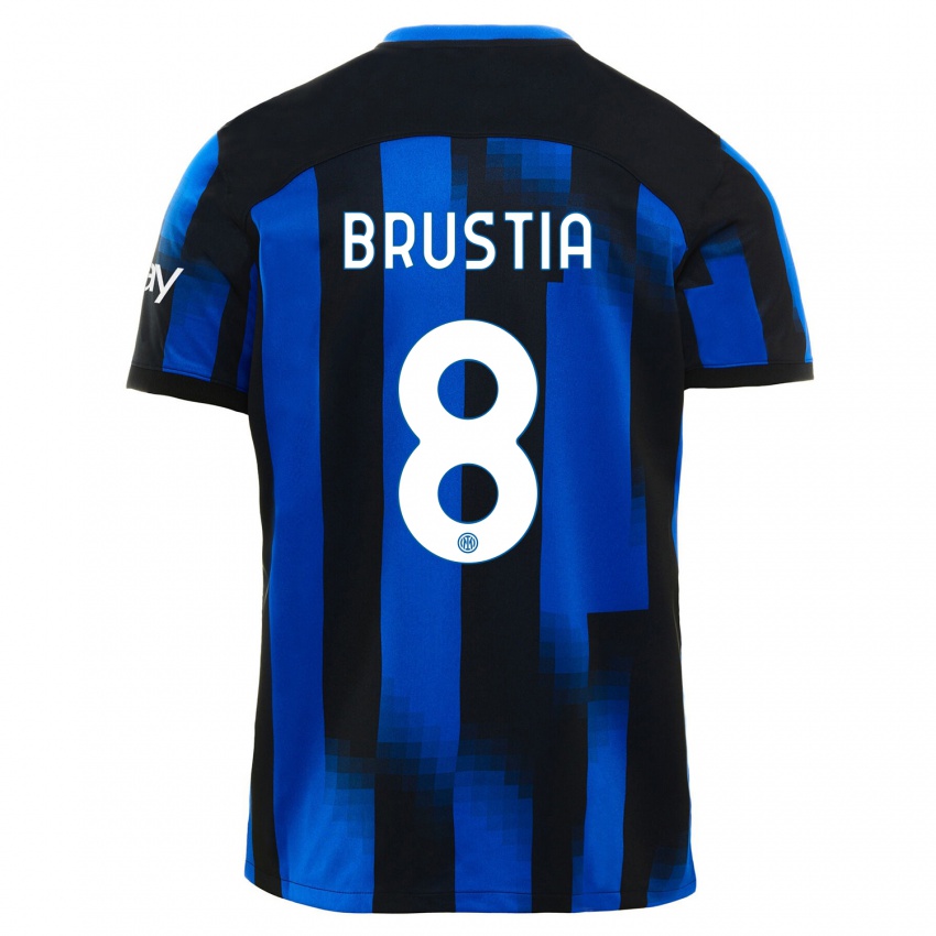 Donna Maglia Martina Brustia #8 Nero Blu Kit Gara Home 2023/24 Maglietta