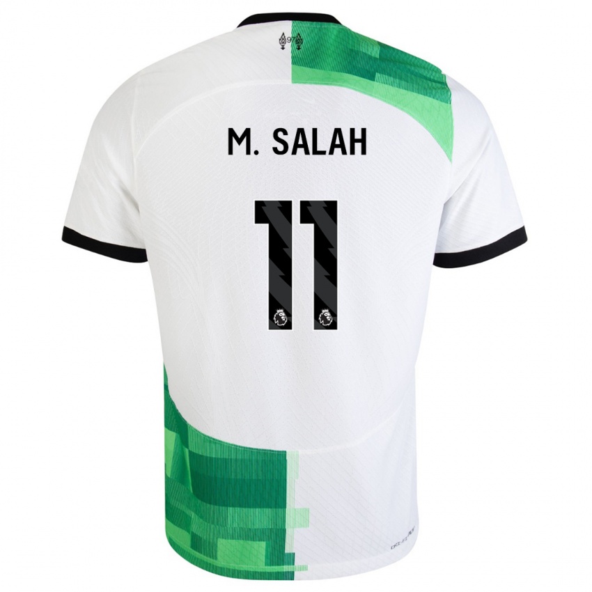 Donna Maglia Mohamed Salah #11 Bianco Verde Kit Gara Away 2023/24 Maglietta