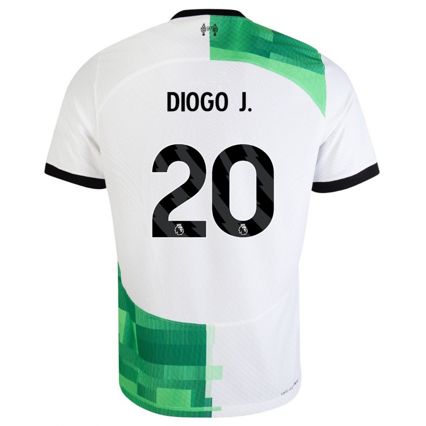 Donna Maglia Diogo Jota #20 Bianco Verde Kit Gara Away 2023/24 Maglietta