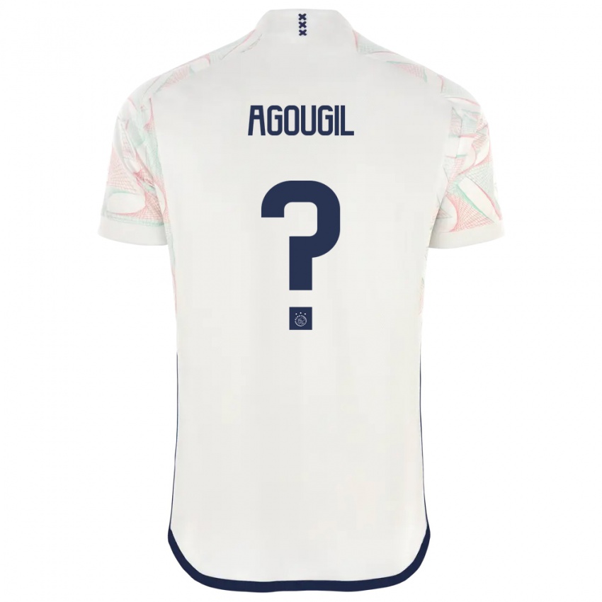 Donna Maglia Oualid Agougil #0 Bianco Kit Gara Away 2023/24 Maglietta