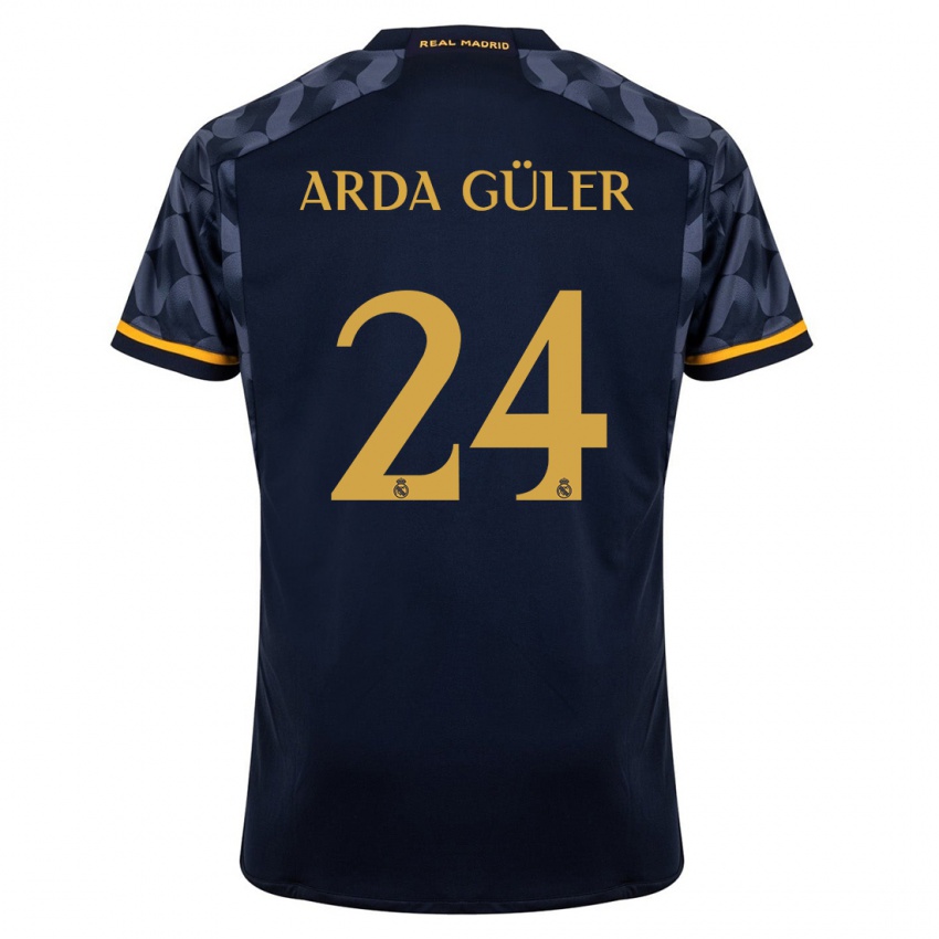 Donna Maglia Arda Güler #24 Blu Scuro Kit Gara Away 2023/24 Maglietta