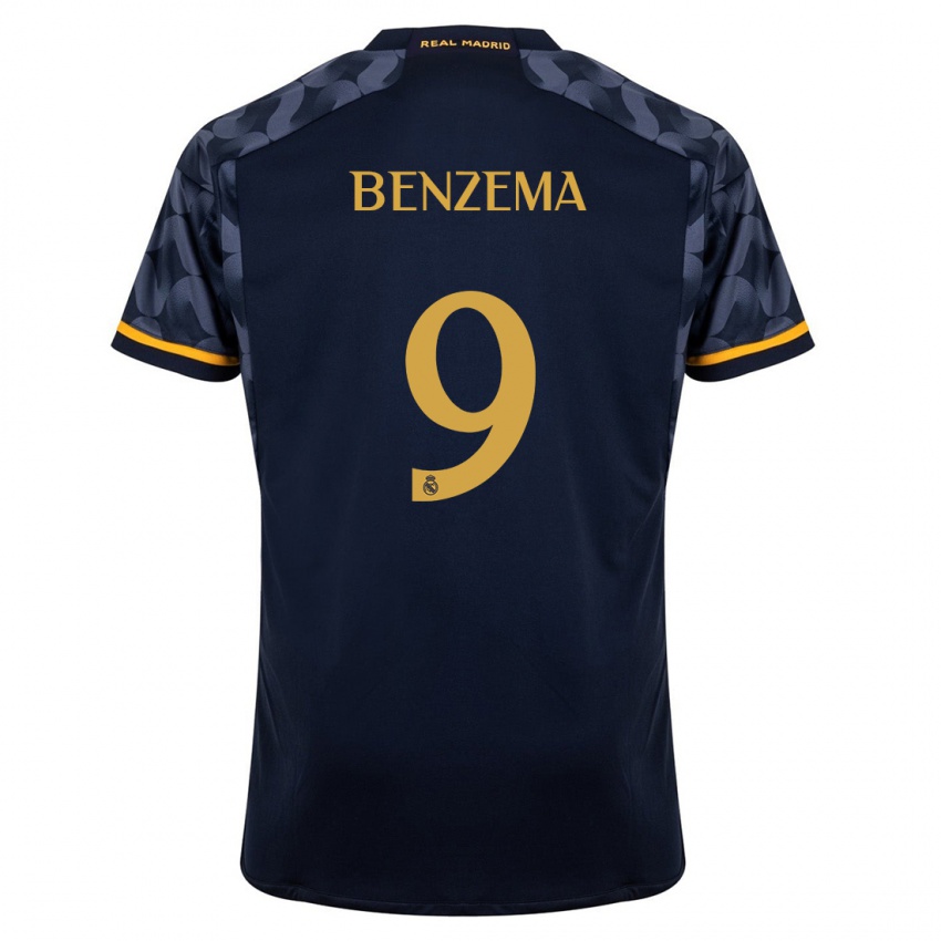 Donna Maglia Karim Benzema #9 Blu Scuro Kit Gara Away 2023/24 Maglietta