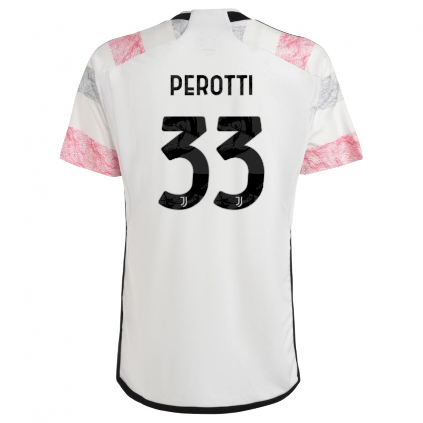 Donna Maglia Clemente Perotti #33 Bianco Rosa Kit Gara Away 2023/24 Maglietta