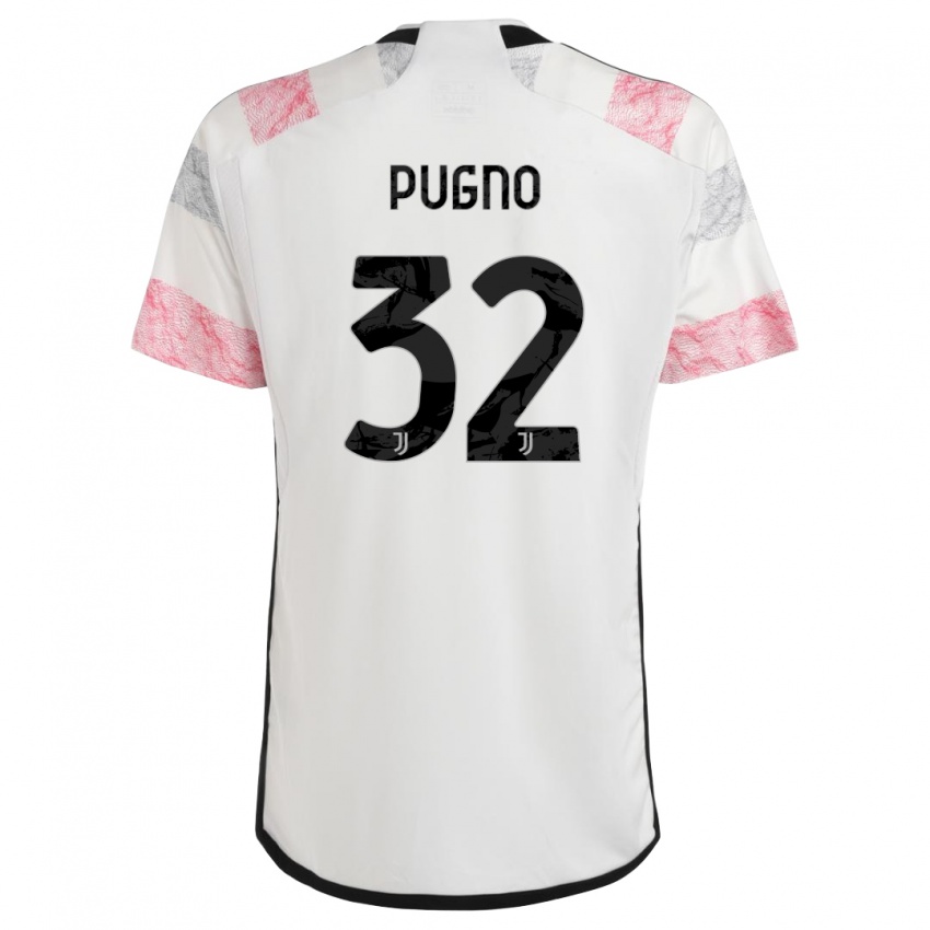 Donna Maglia Diego Pugno #32 Bianco Rosa Kit Gara Away 2023/24 Maglietta