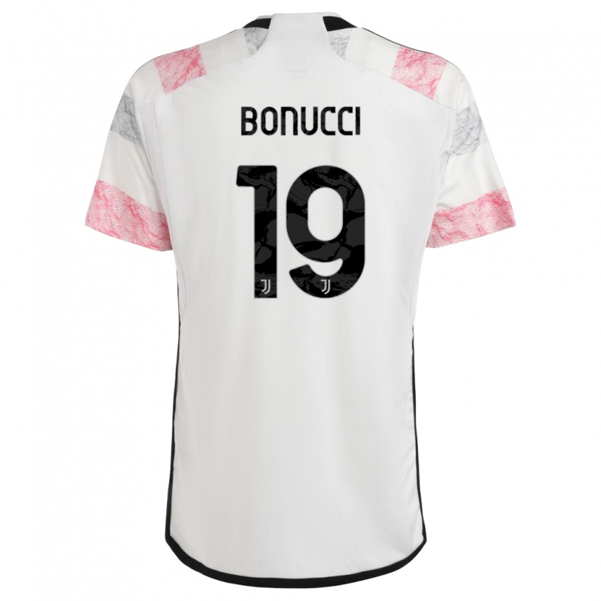 Donna Maglia Leonardo Bonucci #19 Bianco Rosa Kit Gara Away 2023/24 Maglietta