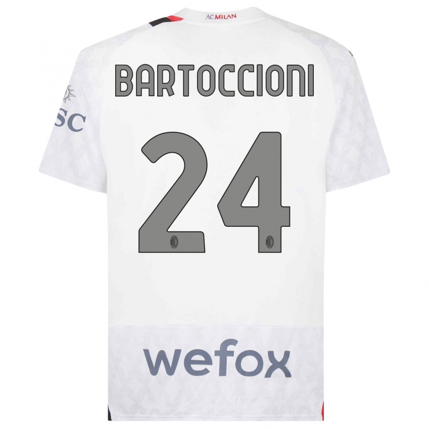Donna Maglia Andrea Bartoccioni #24 Bianco Kit Gara Away 2023/24 Maglietta