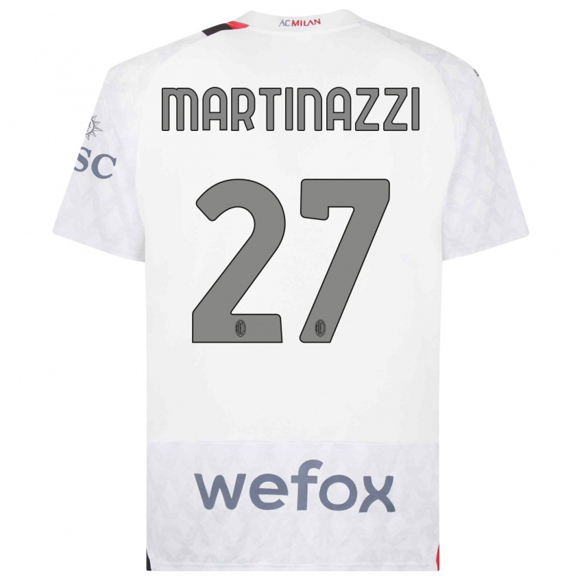Donna Maglia Luca Martinazzi #27 Bianco Kit Gara Away 2023/24 Maglietta